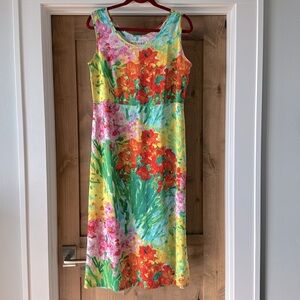Jams World Bouquet Burst Floral Midi Dress Womens M Tropical Beach made in USA